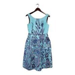 Lands End beautiful blue floral dress - RARE cotton 14T